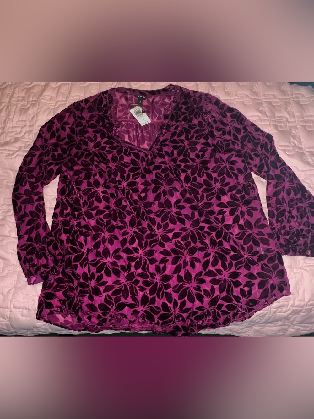 torrid Purple Floral Burnout V-Neck Top